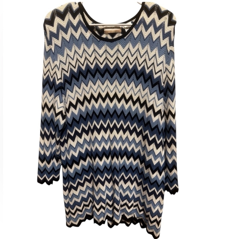 Alfred Dunner Chevron Knit Plus Size Women’s Sweater Long Sleeve Zigzag Sz 2X